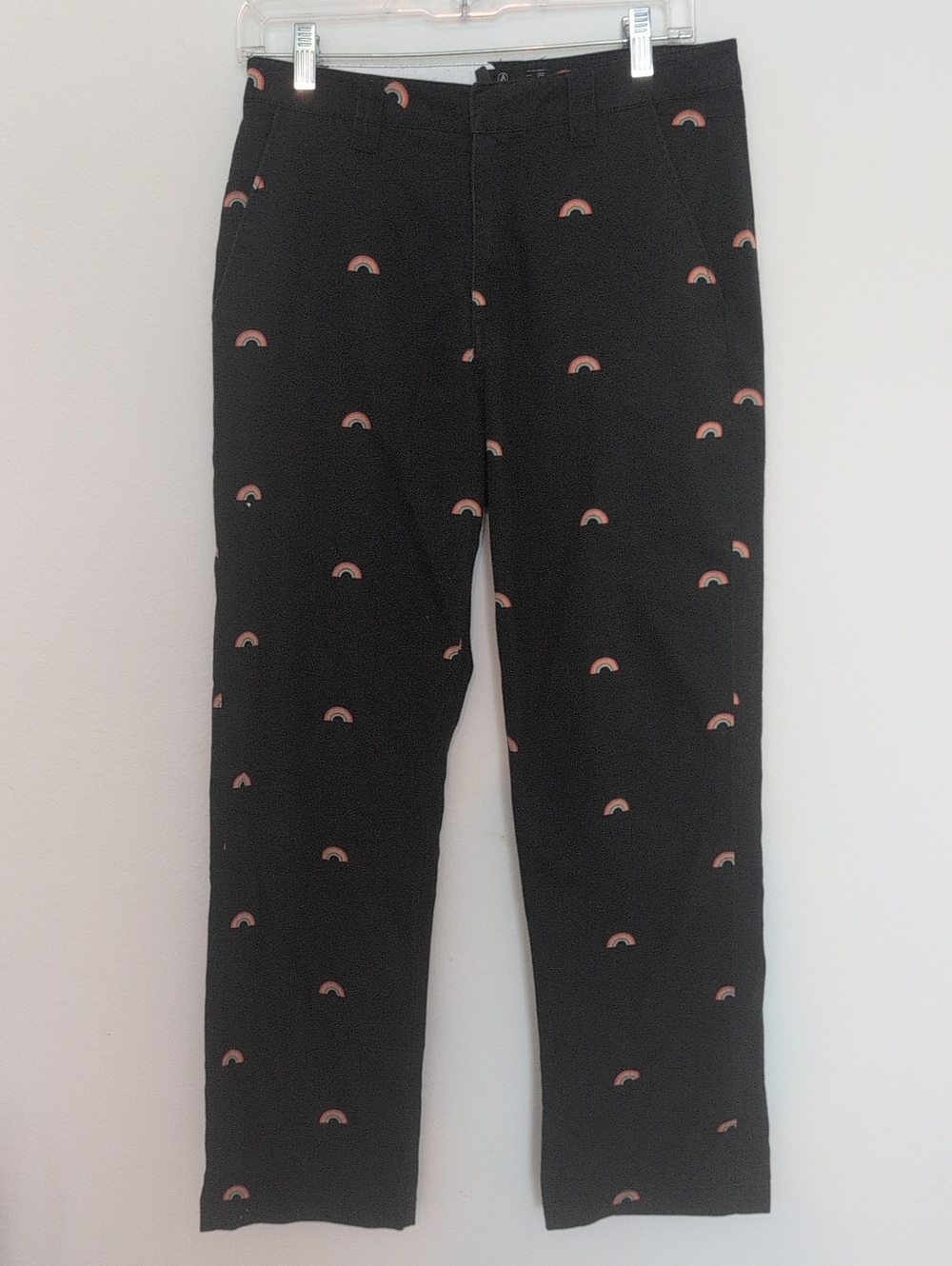 Volcom Women's Black Pants with Rainbow Motif